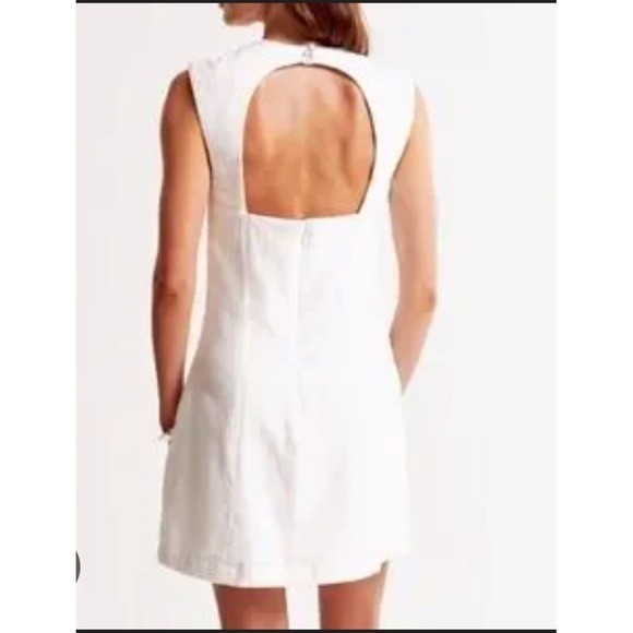 Abercrombie & Fitch Linen Blend Mini Shell Dress M Open Back Sheath - Picture 9 of 14